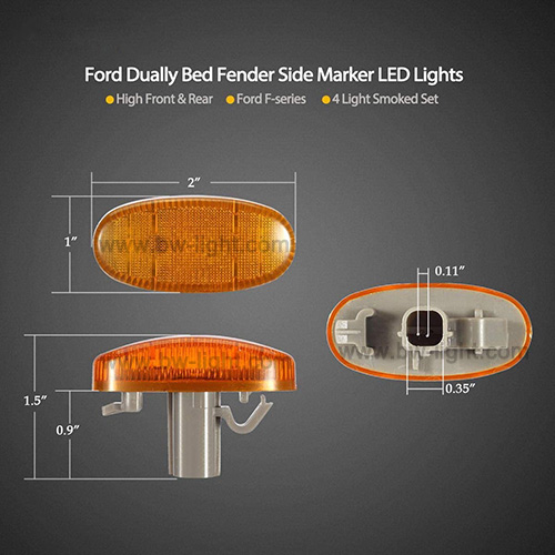 Feux de position latéraux à LED ovales jaunes 12V