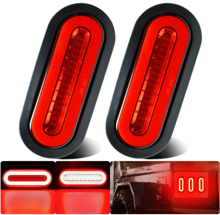 Remorque arrière LED ovale de 6 pouces, rouge, étanche, pour feu arrière de camion