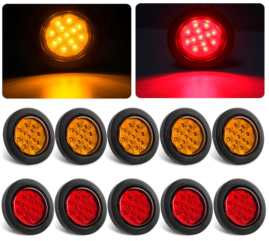 Feu de position lat&eacute;ral &agrave; LED 12 V, feu de position lat&eacute;ral &agrave; LED &eacute;tanche, feu de position lat&eacute;ral &agrave; LED &eacute;tanche, feu de position lat&eacute;ral &agrave; LED &eacute;tanche de 2,5 pouces, feu de position lat&eacute;ral de voiture &agrave; LED DC 12 V