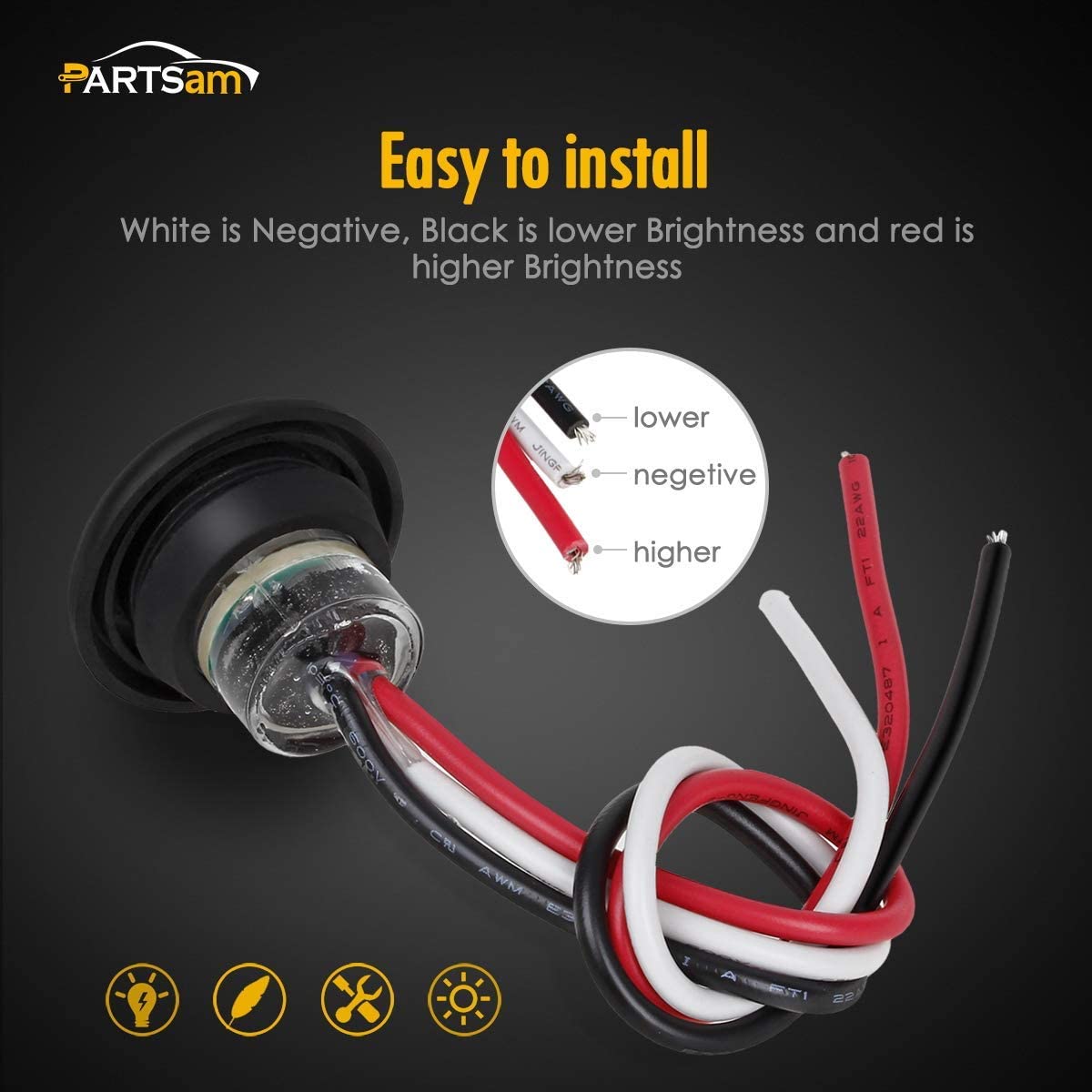 Lampe de travail LED carr&eacute;e &eacute;tanche &agrave; l'eau, feu lat&eacute;ral LED en vente chaude, feu de position lat&eacute;ral LED 12 V, feu de position lat&eacute;ral LED pour camion, feu de position lat&eacute;ral LED 3/4 pouces