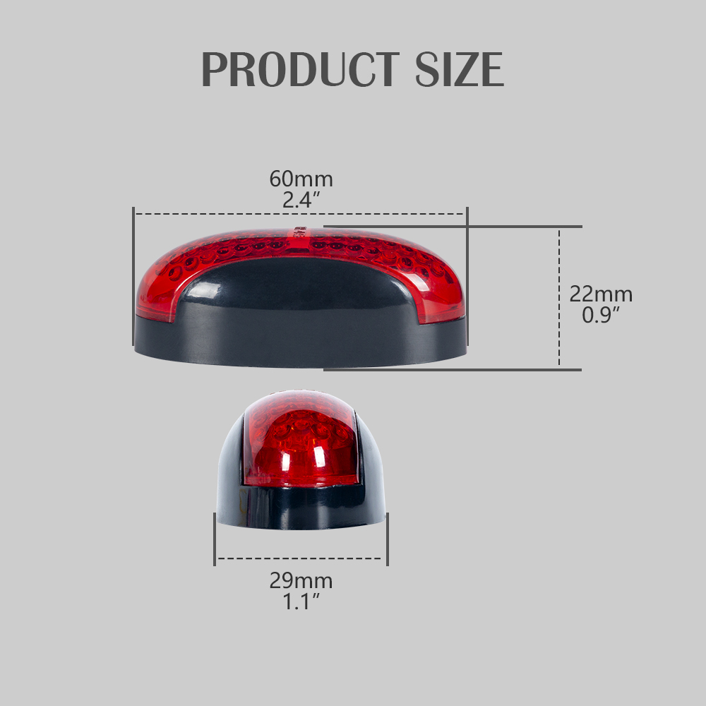 Lumière latérale du marqueur LED de surface ovale rouge