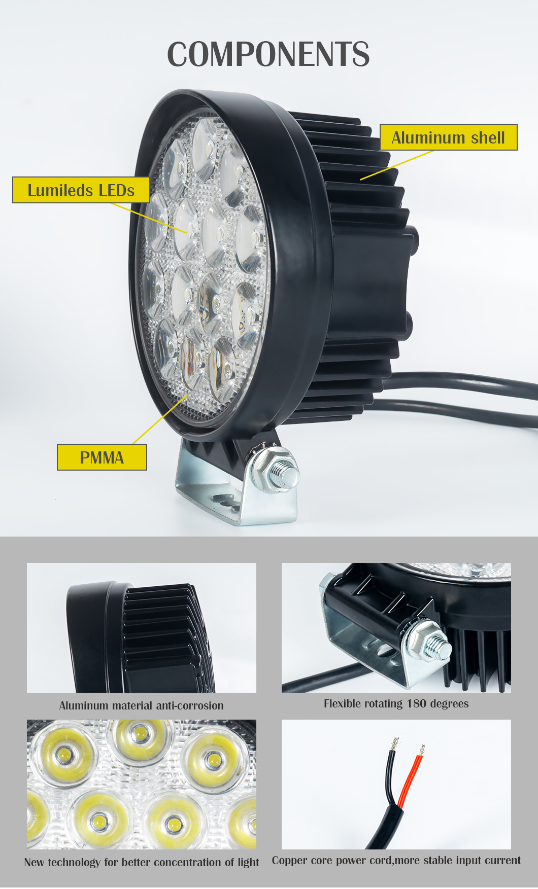 Lument de travail LED de 6 pouces Round Spot du fabricant de Chine 
