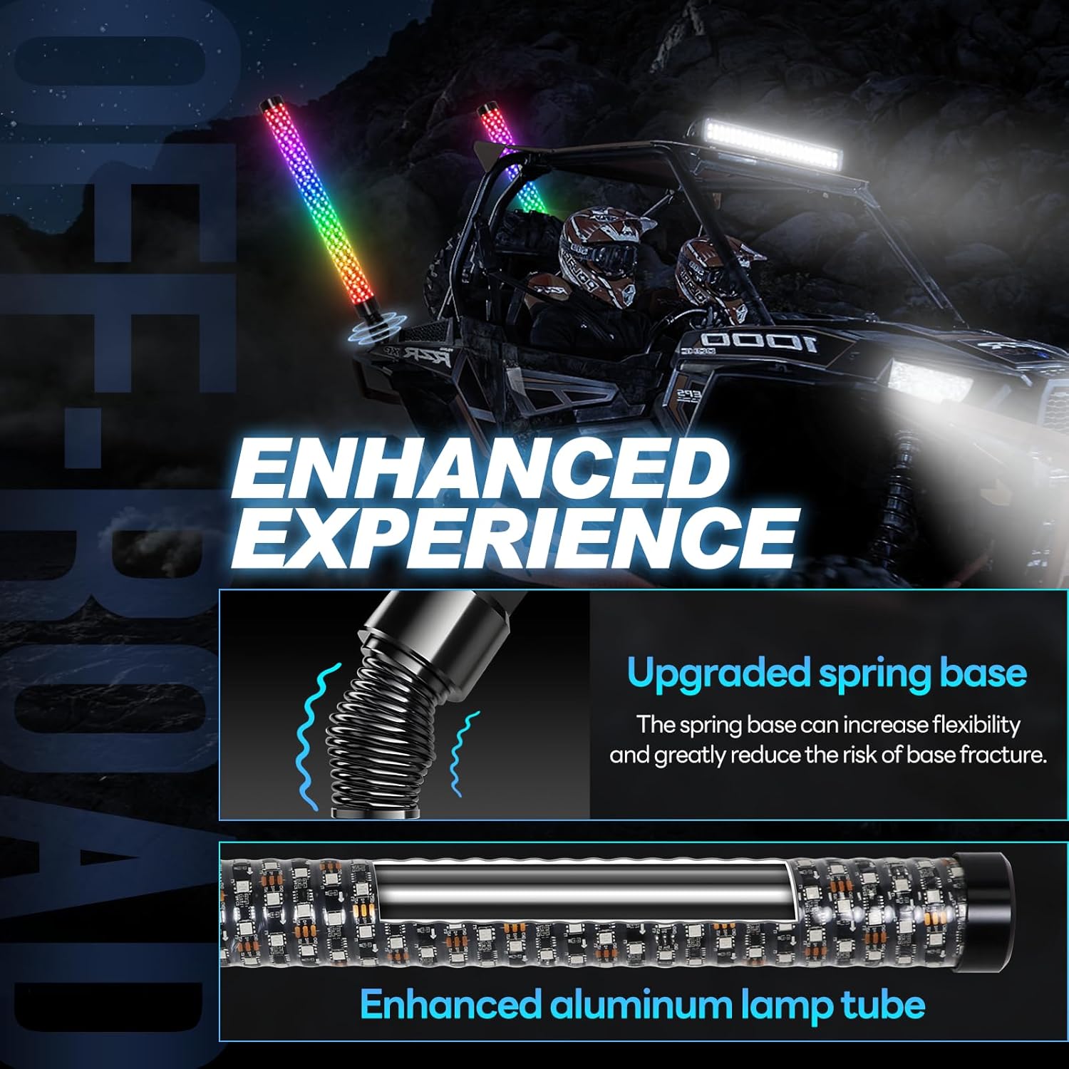 Lumi&egrave;res de fouet &agrave; LED en spirale &agrave; 360 &deg;, lumi&egrave;res de fouet pour VTT, lumi&egrave;res de fouet &agrave; LED en spirale t&eacute;l&eacute;command&eacute;es, lumi&egrave;res de fouet &agrave; LED pour Sxs, lumi&egrave;re de fouet de chasse de contr&ocirc;le APP