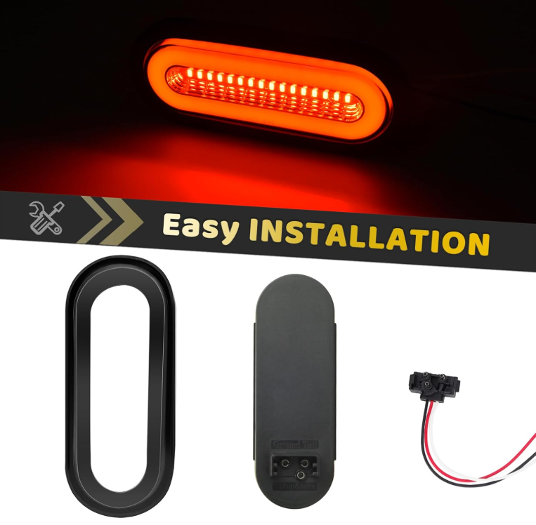Remorque arrière LED ovale de 6 pouces, rouge, étanche, pour feu arrière de camion