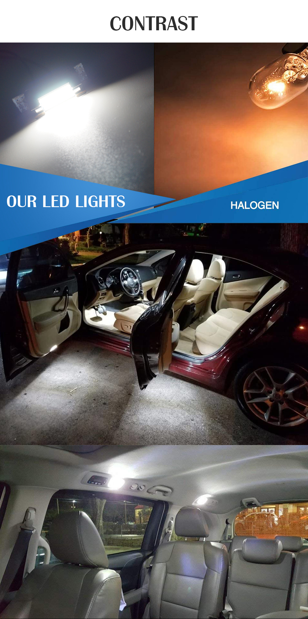 Ampoule int&eacute;rieure de voiture LED lumineuse, ampoule de voiture LED feston, ampoule int&eacute;rieure de voiture LED pour camions, ampoule de voiture LED pour camions, ampoule int&eacute;rieure de voiture LED feston