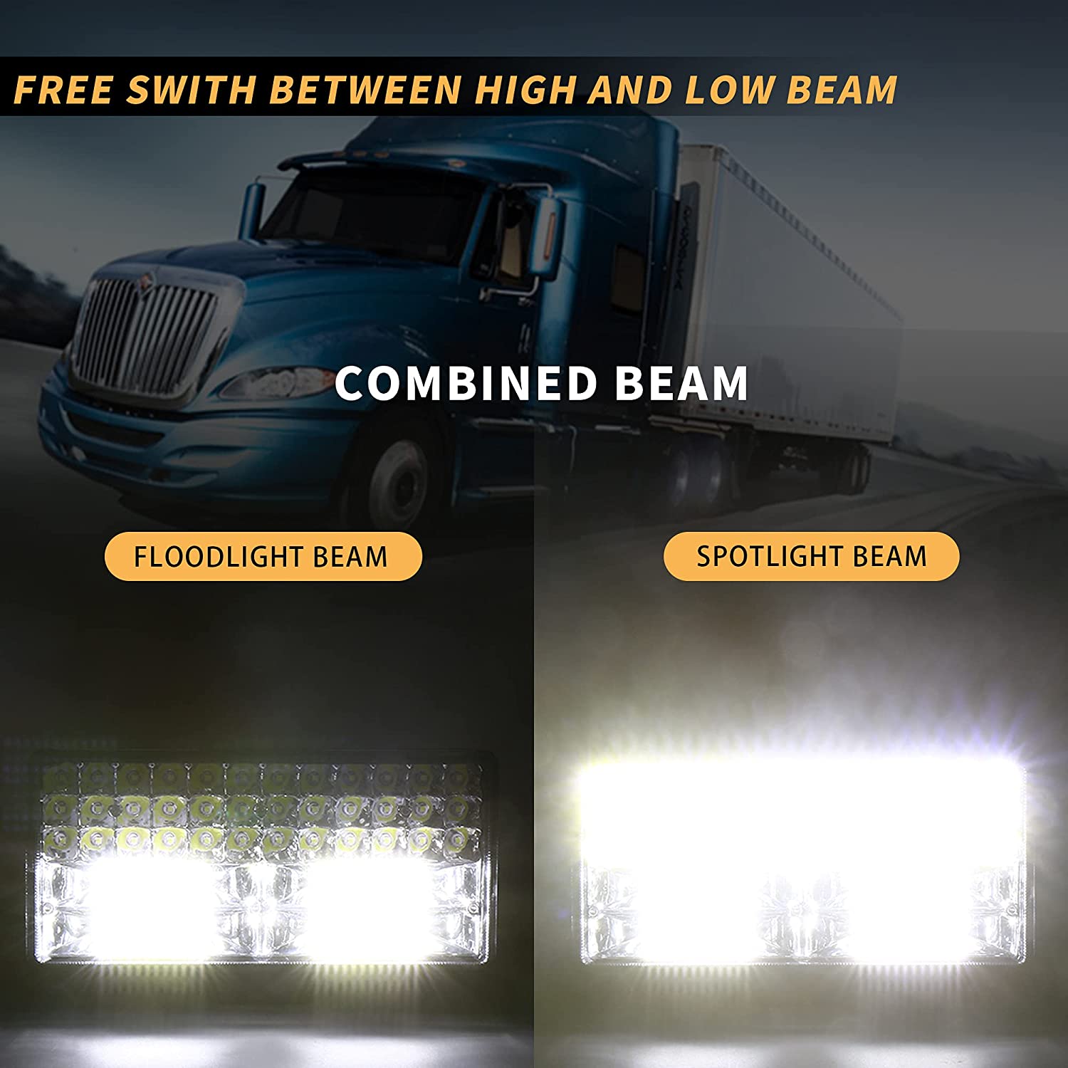 Universal LED Rectangle Driving Work Lights for Truck