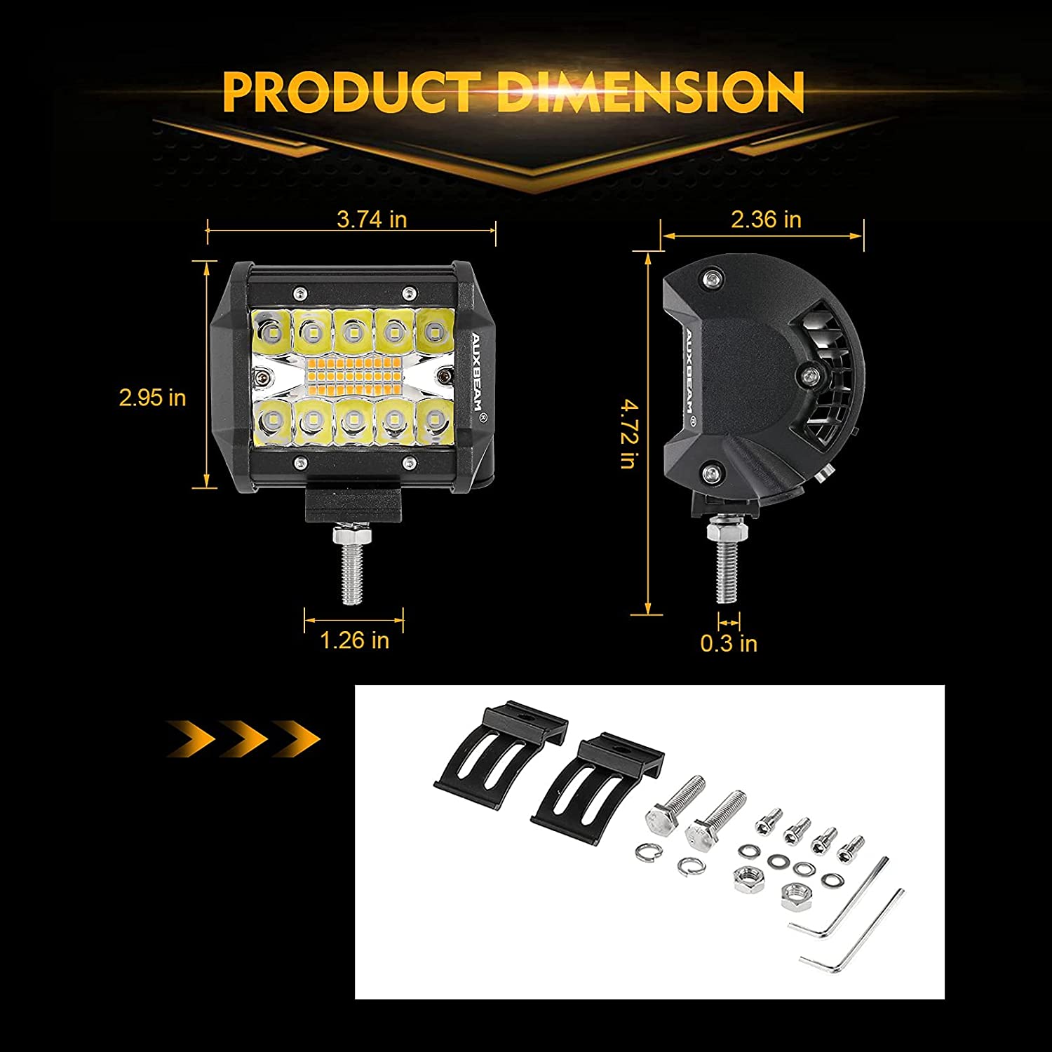 LED 4 pouces carré 120W Lumière de travail 