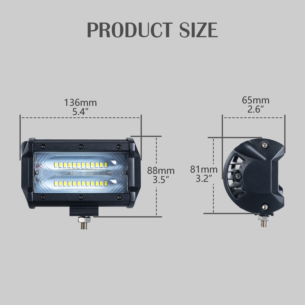 72W Rectangle Spot Beam LED Prise des feux de travail d'&eacute;clairage du fabricant de Chine 