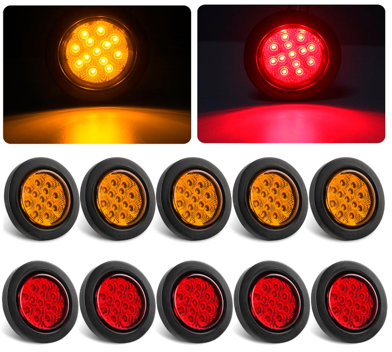 Feux de position latéraux LED ronds de 2,5 pouces, feux de camion de remorque ronds