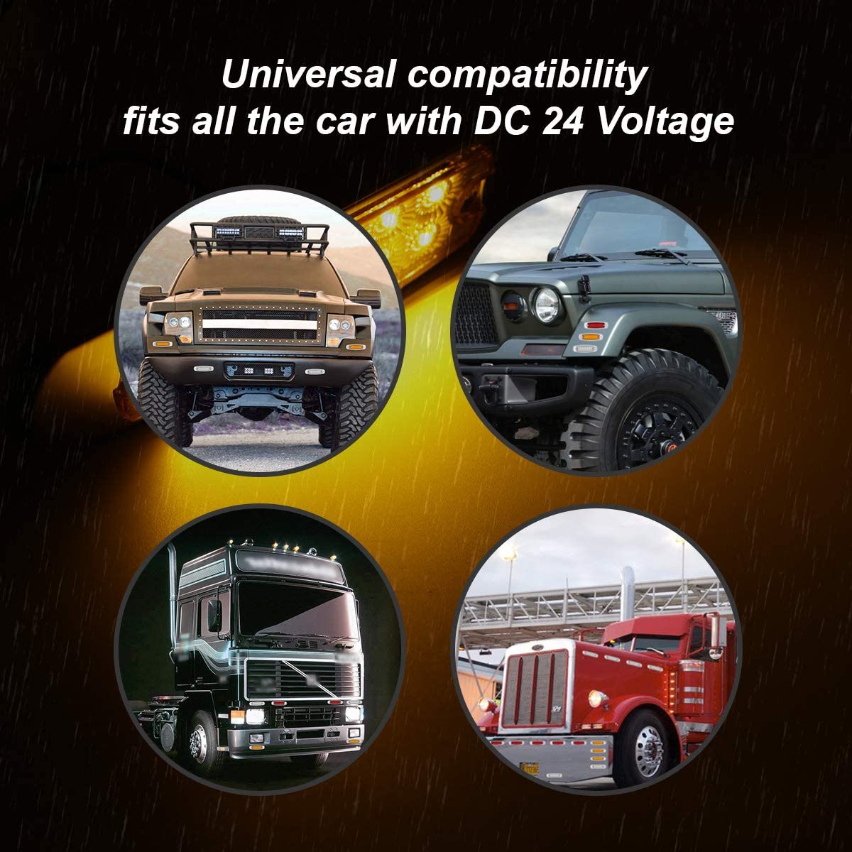 Feu de position lat&eacute;ral LED pour camion, feu de position lat&eacute;ral LED 12V, feu de position lat&eacute;ral LED ambre DC12V, feu de position lat&eacute;ral LED ambre 3/4 pouces, feu de position lat&eacute;ral LED DC12V 3/4 pouces