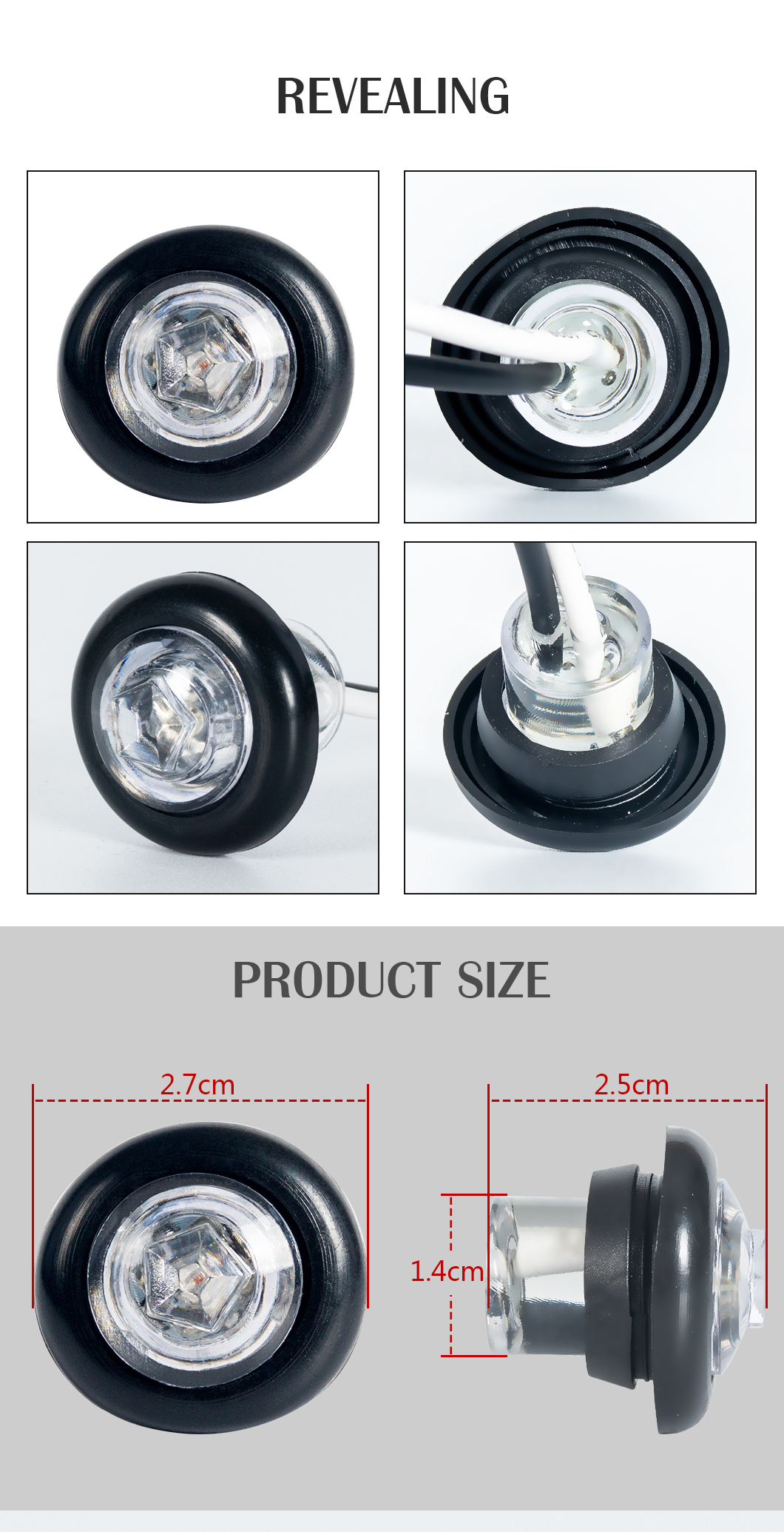 Marqueur rond de 3/4 pouces Lumi&egrave;res &eacute;tanches &agrave; chasse d'eau &agrave; lamp LED. 1,3 / 4 