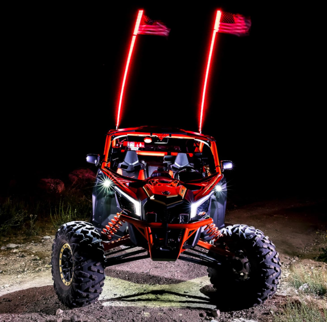Fouet de chasse contr&ocirc;l&eacute; par application, fouet lumineux &agrave; LED &eacute;tanche, lumi&egrave;res de fouet avec base &agrave; ressort, lumi&egrave;re de fouet pour UTV ATV, lumi&egrave;re de fouet avec application et t&eacute;l&eacute;commande