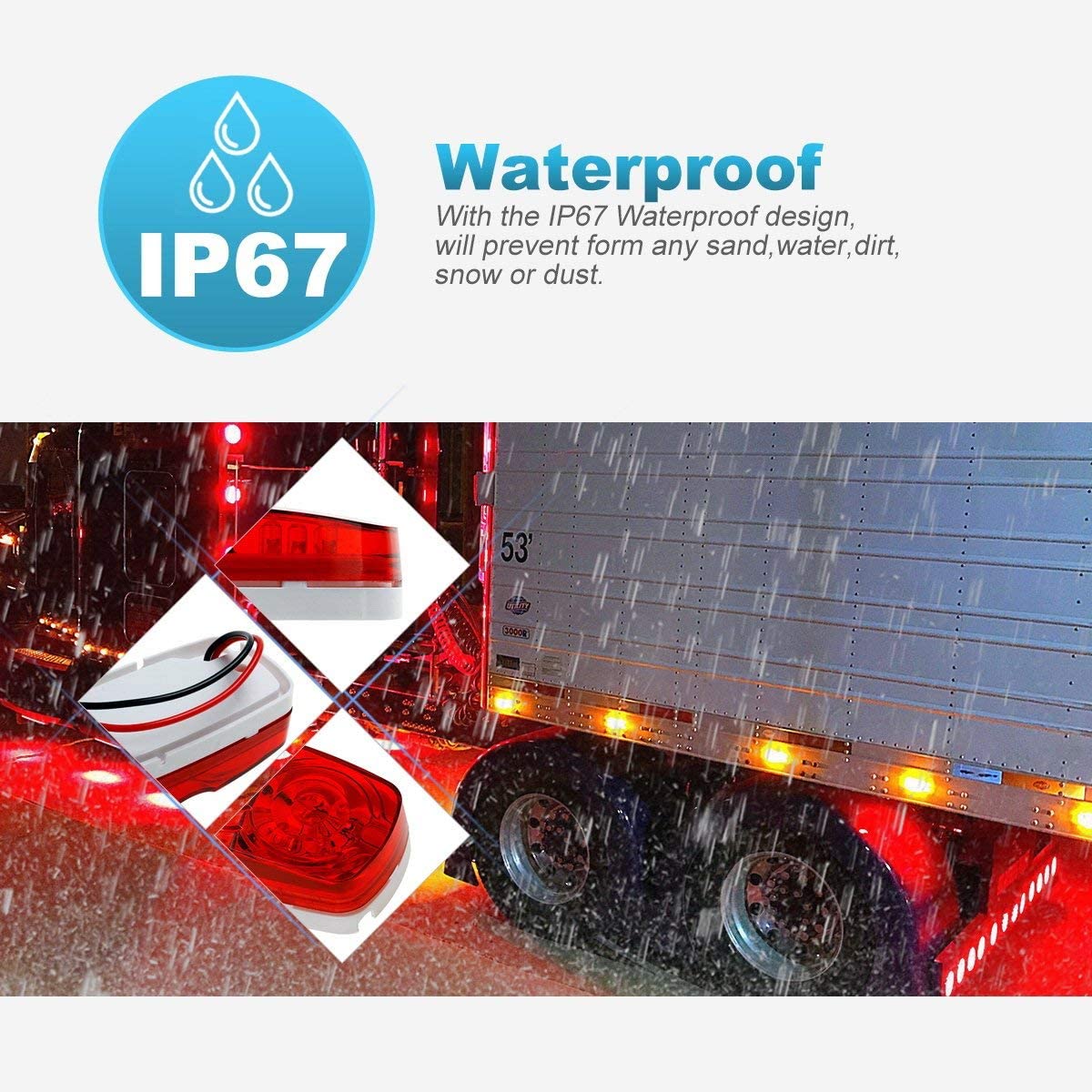 Feu de position lat&eacute;ral LED pour camion, feu de position lat&eacute;ral LED 12V, feu de position lat&eacute;ral LED ambre DC12V, feu de position lat&eacute;ral LED ambre 3/4 pouces, feu de position lat&eacute;ral LED DC12V 3/4 pouces